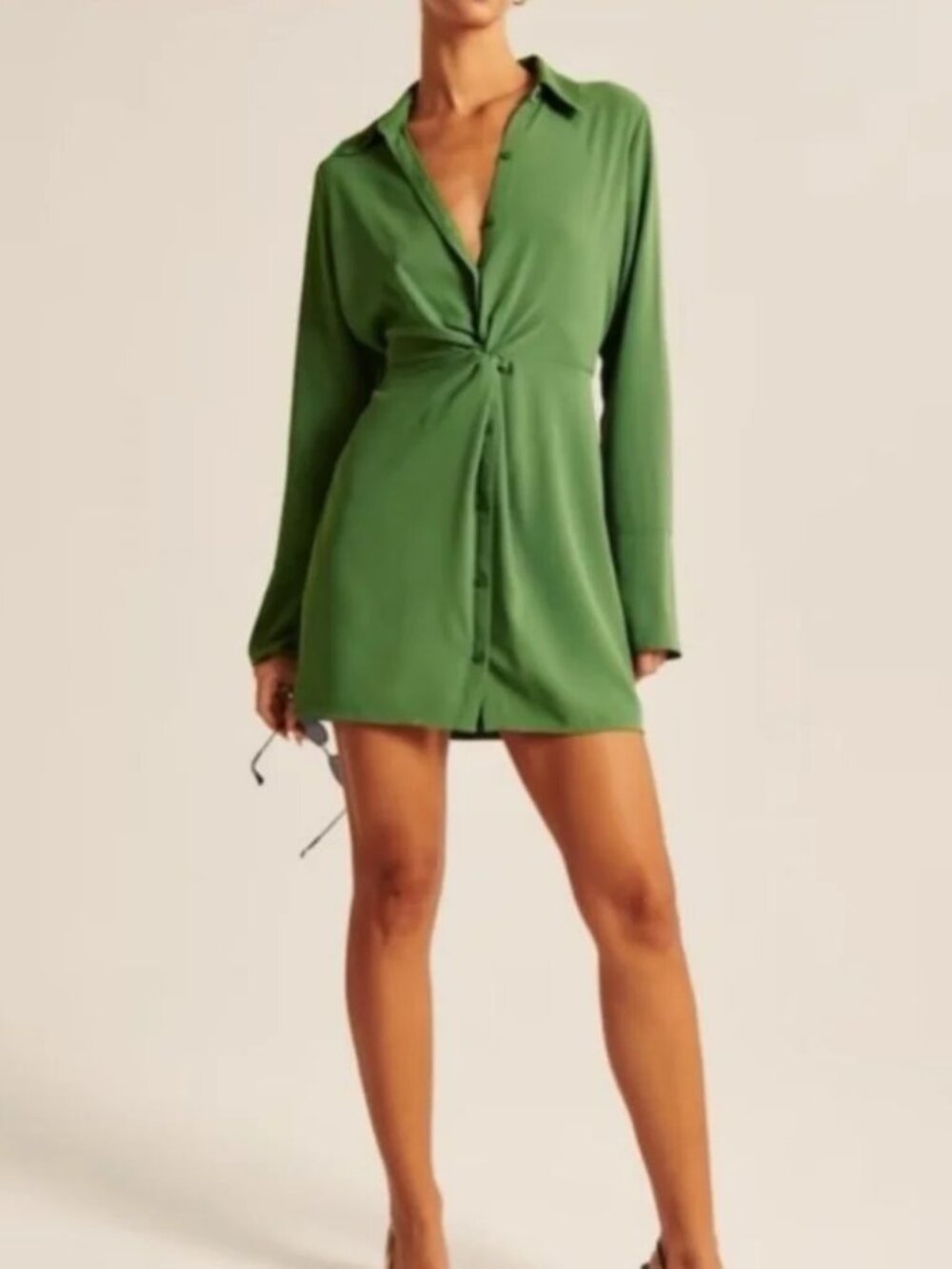 Abercrombie Long-Sleeve Twist-Front Shirt Dress NWOT